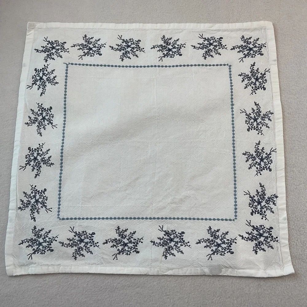 My Texas House Blue Floral White Cotton Napkins Set of 10 Square